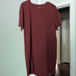 Women's Pocket T-Shirt Dress in Deep Cranberry